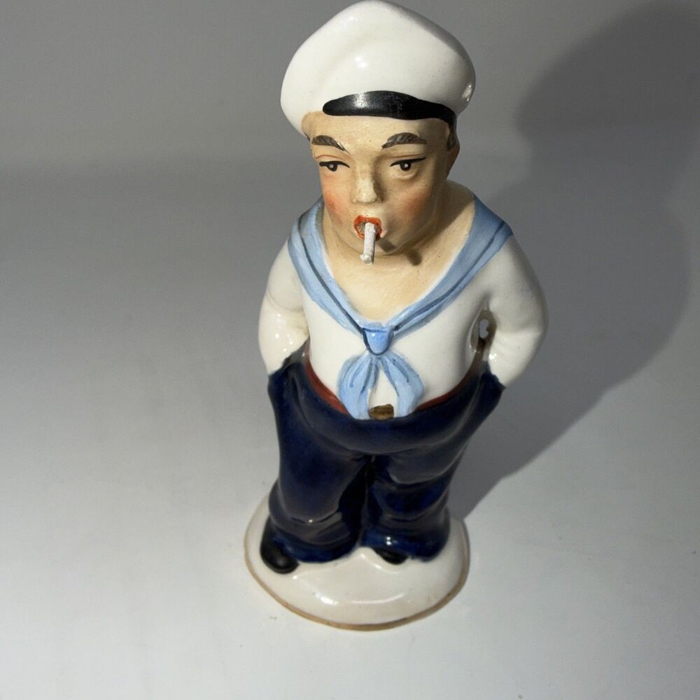 Vintage Napco Hand Painted Ceramic Navy Sailor Figurine RARE W/ Cigarette